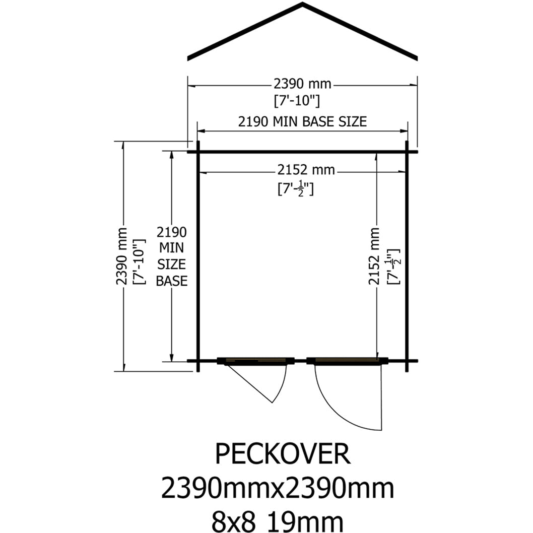 Shire Peckover Log Cabin 8x8ft With 19mm Log Thickness - JJ Building Materials