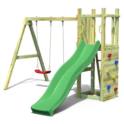 Shire Rumble Ridge Rock Wall Climbing Frame with Double Swing and Slide - JJ Building Materials