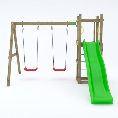 Shire Rumble Ridge Rock Wall Climbing Frame with Double Swing and Slide - JJ Building Materials