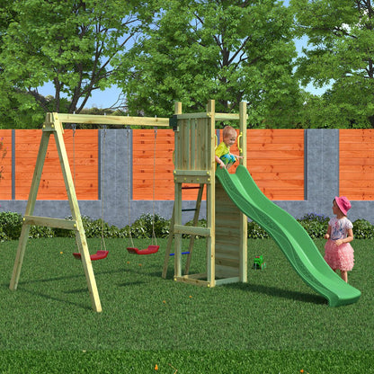 Shire Rumble Ridge Rock Wall Climbing Frame with Double Swing and Slide - JJ Building Materials