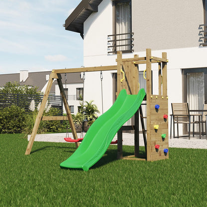 Shire Rumble Ridge Rock Wall Climbing Frame with Double Swing and Slide - JJ Building Materials