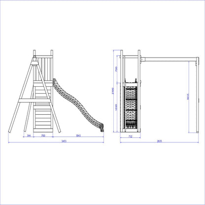 Shire Rumble Ridge Rock Wall Climbing Frame with Double Swing and Slide - JJ Building Materials