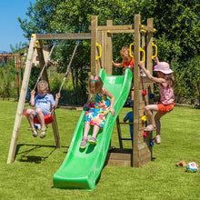 Shire Rumble Ridge Rock Wall Climbing Frame with Single Swing and Slide - JJ Building Materials
