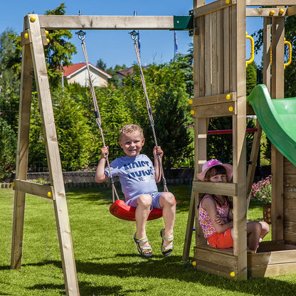 Shire Rumble Ridge Rock Wall Climbing Frame with Single Swing and Slide - JJ Building Materials