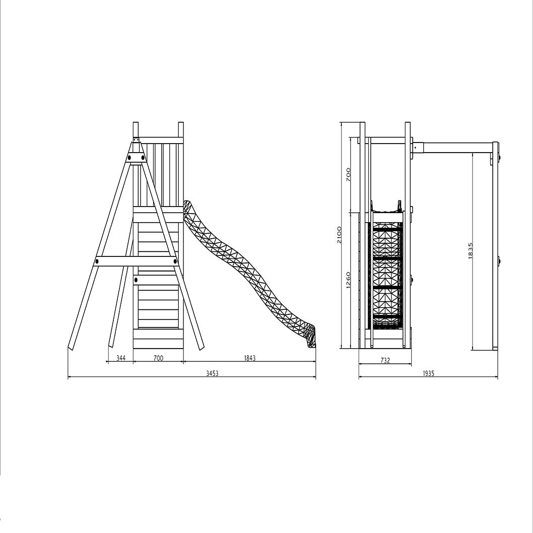 Shire Rumble Ridge Rock Wall Climbing Frame with Single Swing and Slide - JJ Building Materials