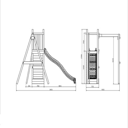 Shire Rumble Ridge Rock Wall Climbing Frame with Single Swing and Slide - JJ Building Materials