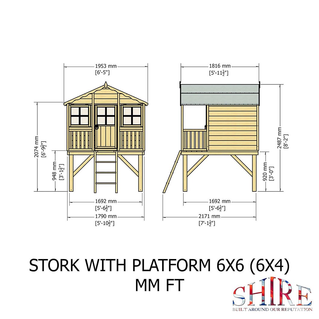 Shire Stork 6x4ft Kids Playhouse - JJ Building Materials