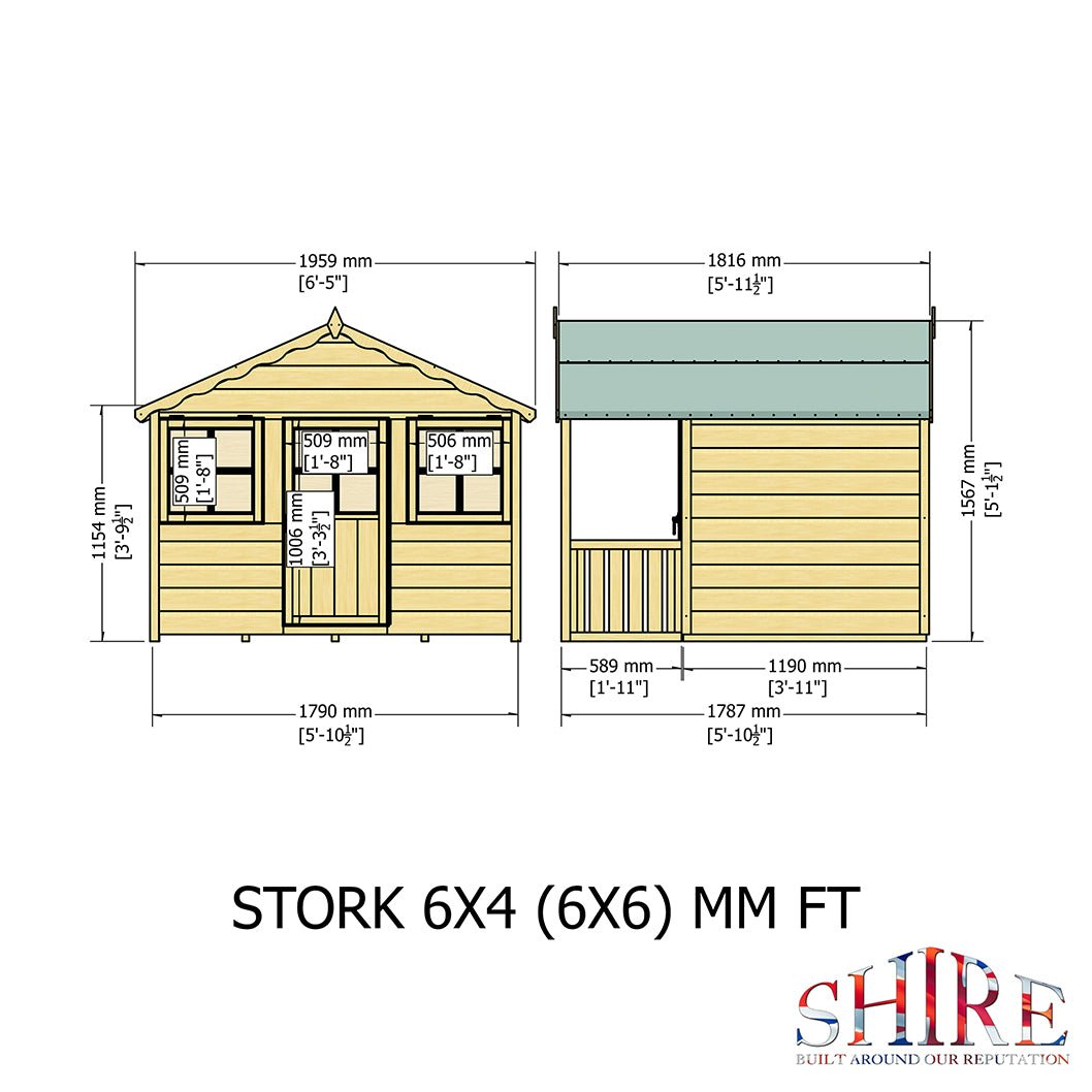 Shire Stork 6x4ft Kids Playhouse - JJ Building Materials