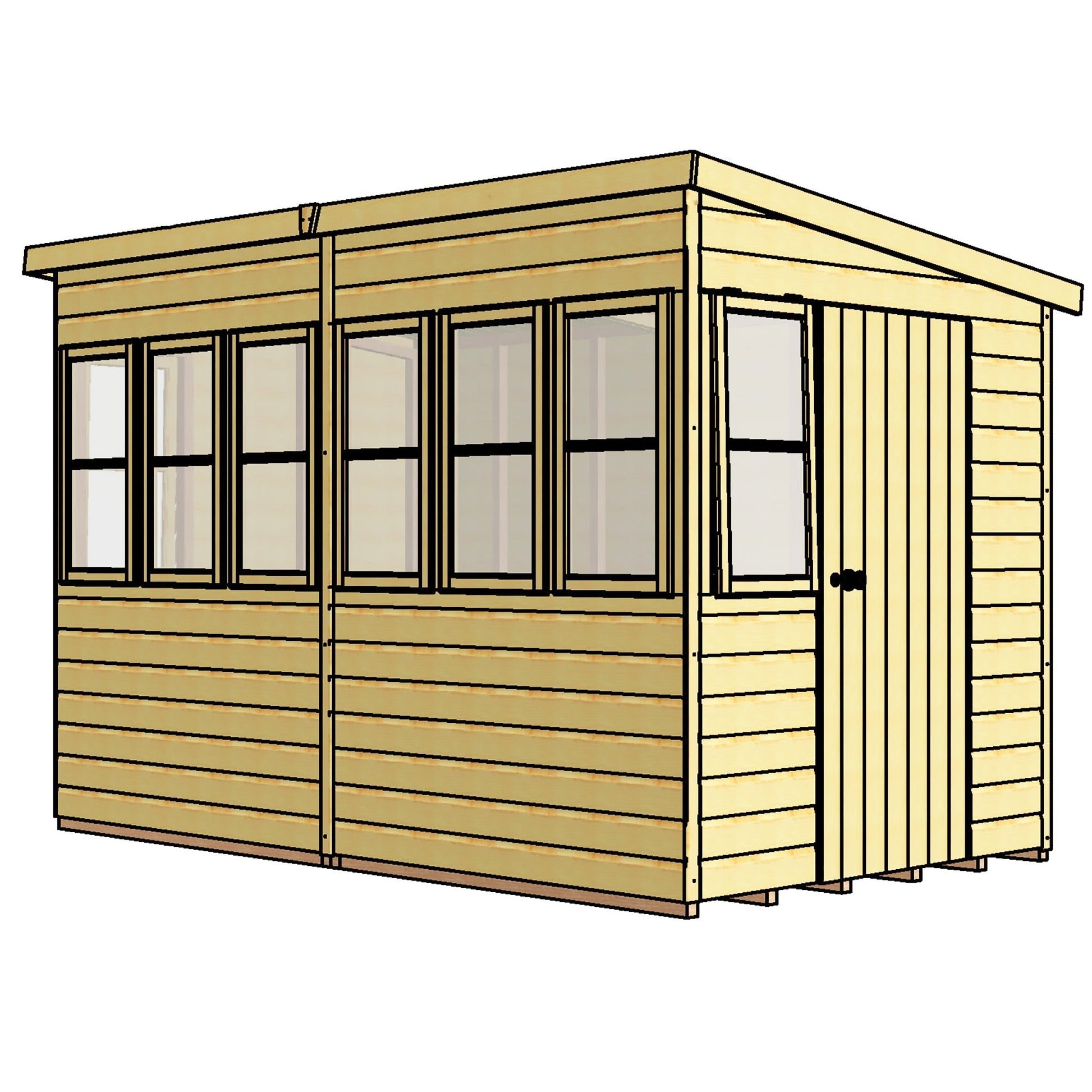 Shire Sun 10 x 6ft Pent Potting Shed - JJ Building Materials