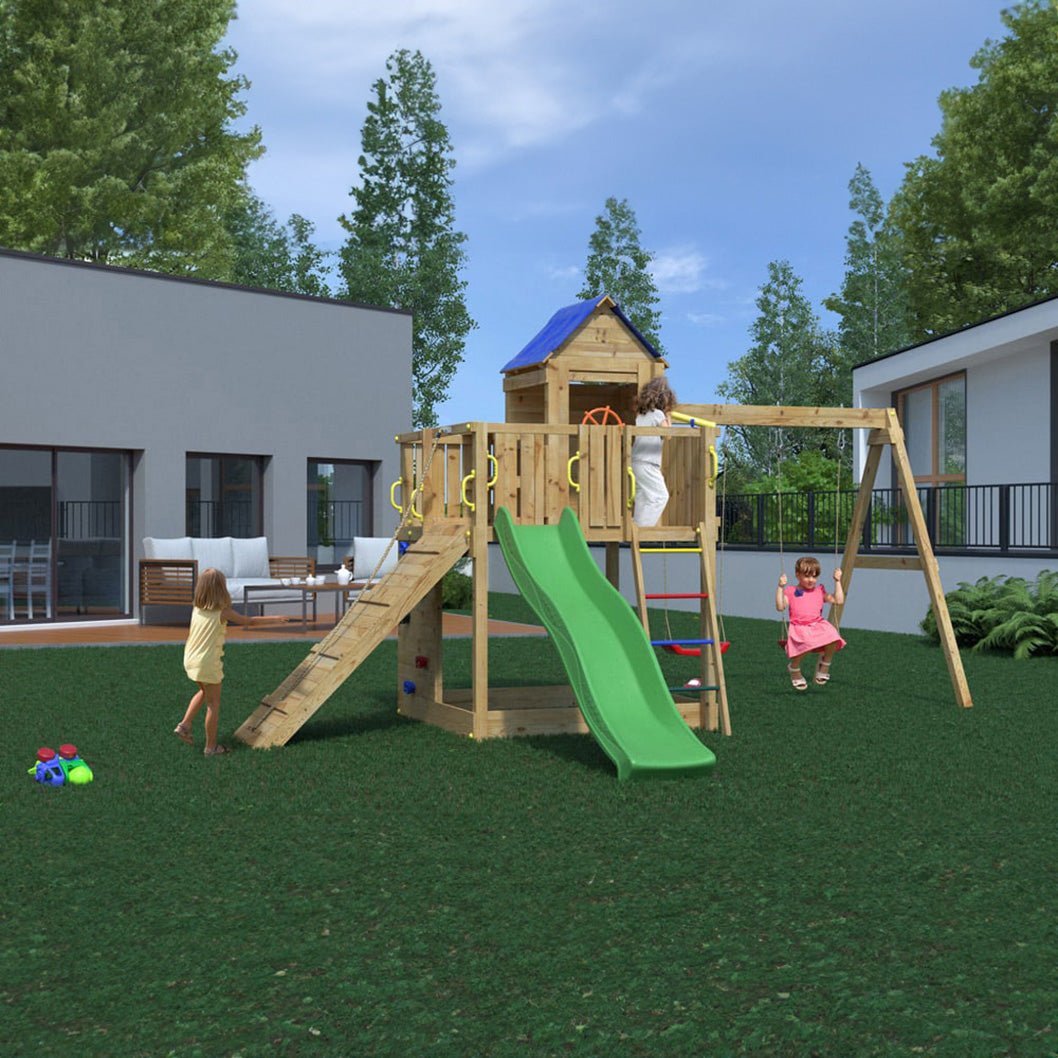 Shire Treehouse Climbing Frame with Swing and Slide - JJ Building Materials