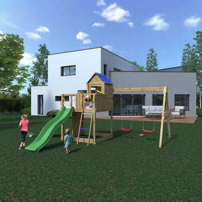 Shire Treehouse Climbing Frame with Swing and Slide - JJ Building Materials
