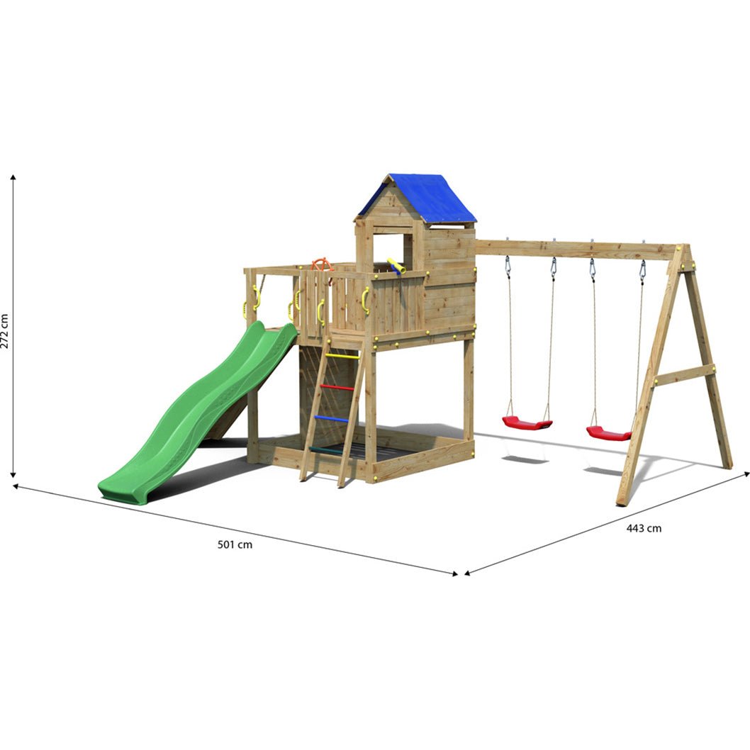 Shire Treehouse Climbing Frame with Swing and Slide - JJ Building Materials