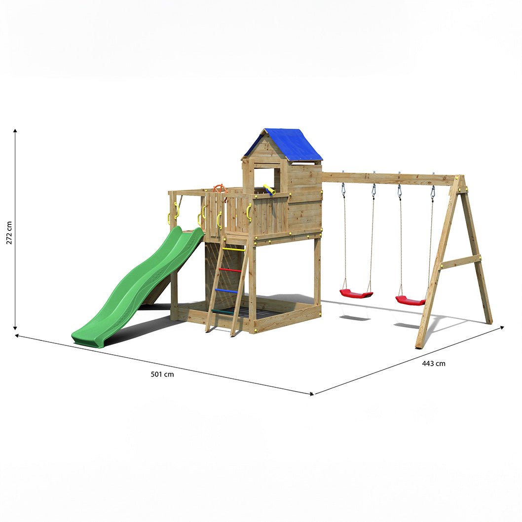 Shire Treehouse Climbing Frame with Swing and Slide - JJ Building Materials