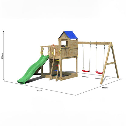 Shire Treehouse Climbing Frame with Swing and Slide - JJ Building Materials