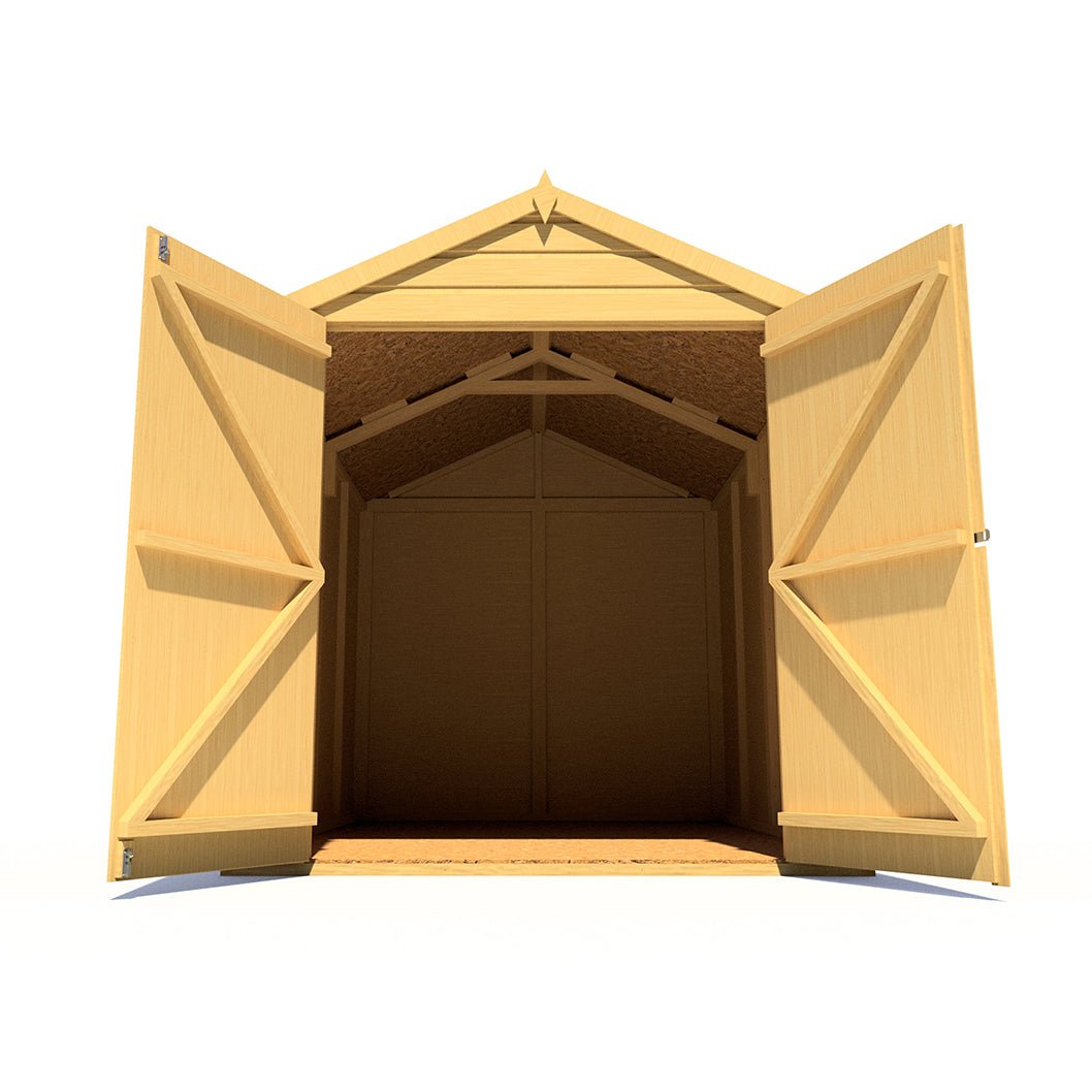 Shire Warwick 8x6ft T&G Double Door Apex Wooden Shed - JJ Building Materials