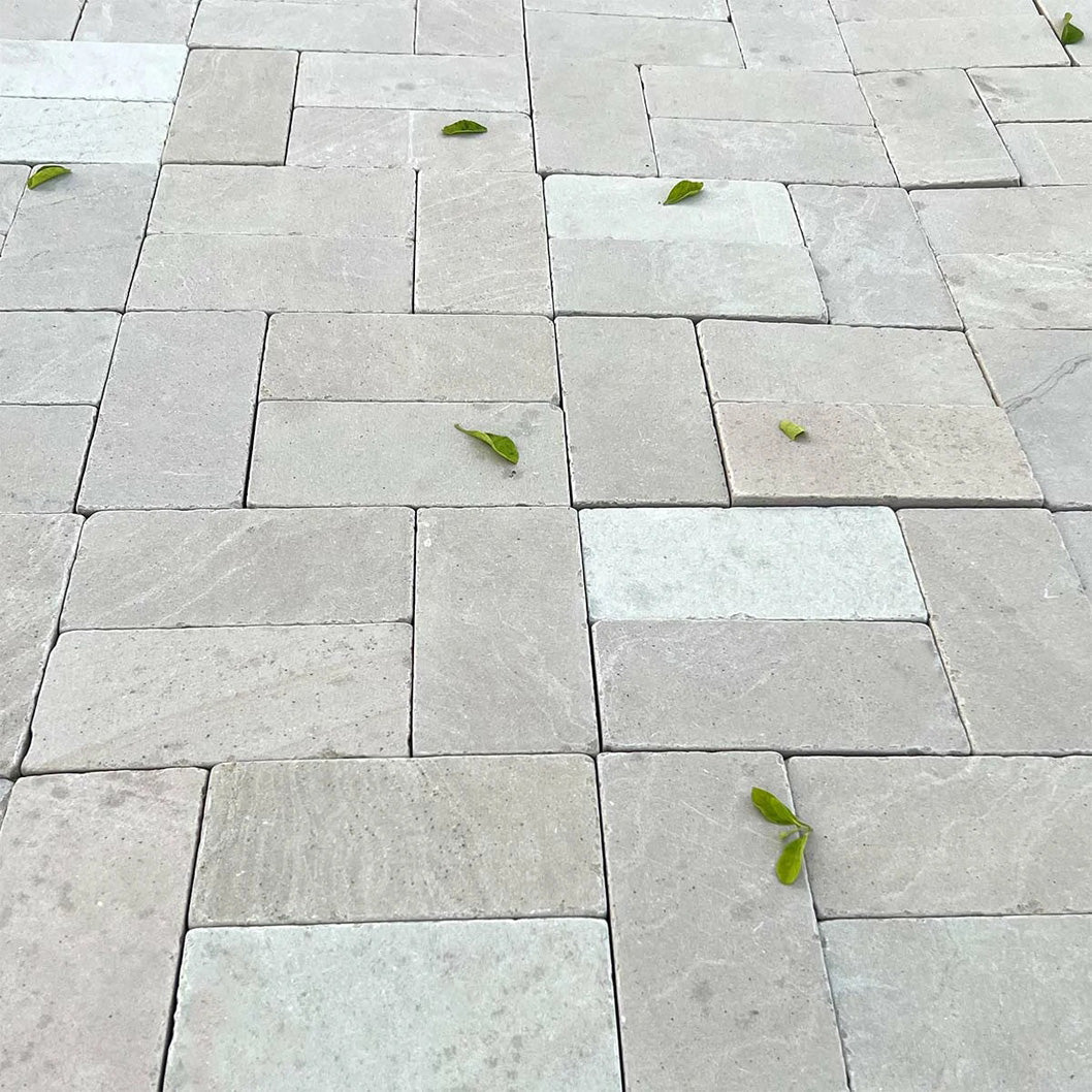 Soft Mint Sandstone Setts - Tumbled - 200x100mm - 40mm - JJ Building Materials