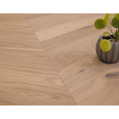 Somersby Oak Chevron Brushed Fusion Hybrid Engineered Wood Flooring - 1.568m2 Pack Size | Parquet Range - JJ Building Materials