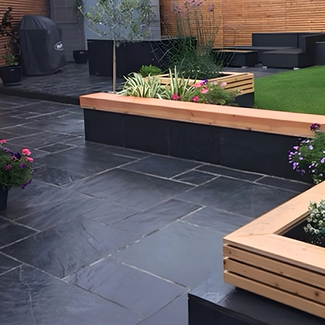 Steel Blue 20mm Slate Paving Slabs - Patio Kit - JJ Building Materials