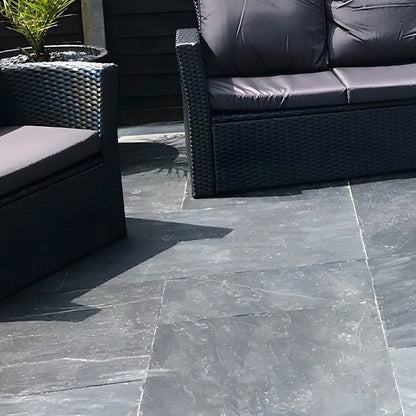 Steel Blue 20mm Slate Paving Slabs - Patio Kit - JJ Building Materials