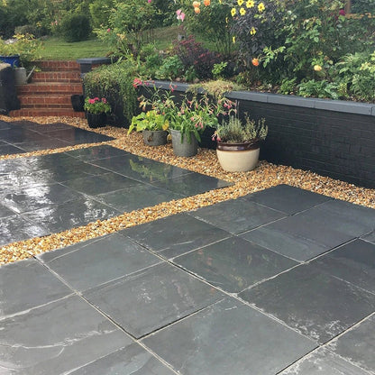 Steel Blue 22mm Slate Paving Slabs - JJ Building Materials