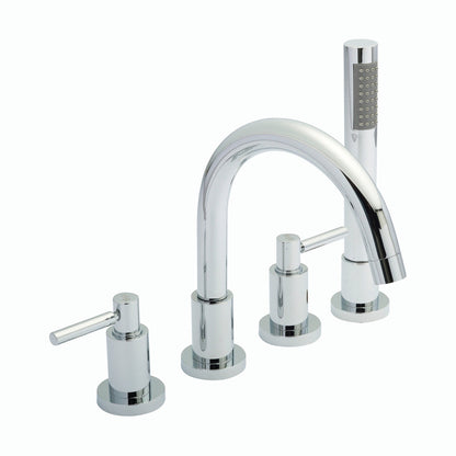 Hudson Reed Tec Lever 4 Tap Hole Bath Mixer Contemp Chrome Brass 237x325x207mm