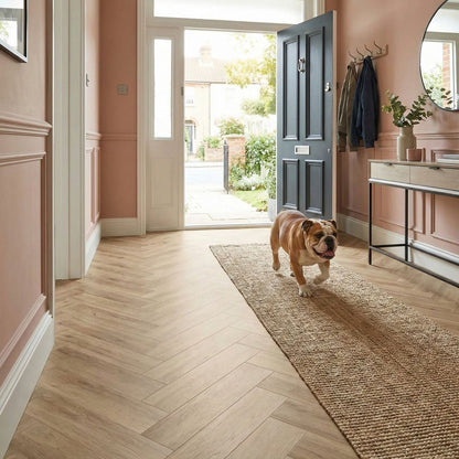 Timba Aquacore ProFlex SPC Collection Herringbone English Oak (H1) 5.5 x 122 x 610mm (inc. 1mm IXPE) Pack Size: 1.935m² - JJ Building Materials