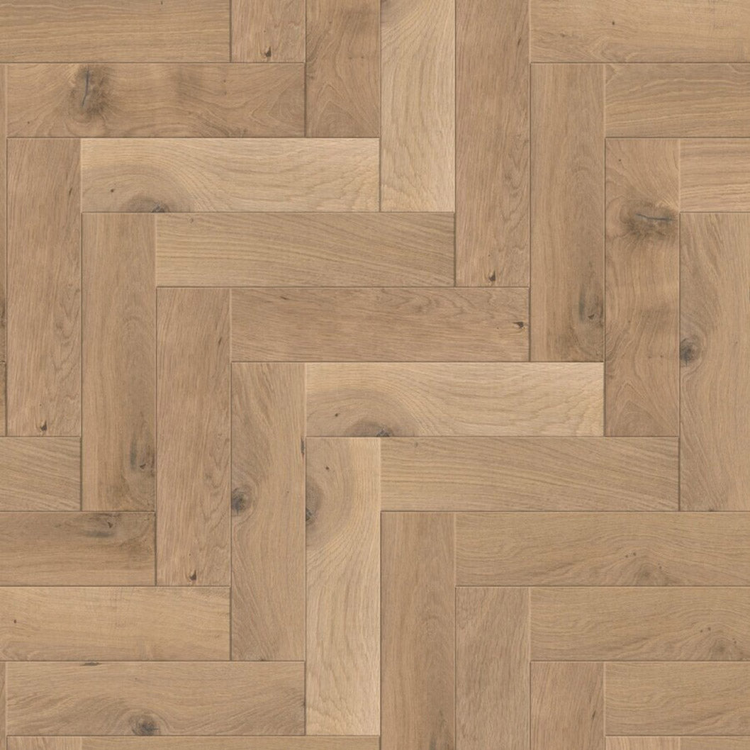 Timba Structural Engineered Herringbone Natural Oak: Brushed & Unfinished 20/6 x 120 x 600mm Pack Size: 1.44m² - JJ Building Materials