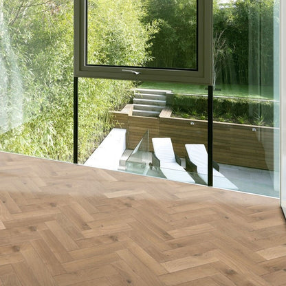 Timba Structural Engineered Herringbone Natural Oak: Brushed & Unfinished 20/6 x 120 x 600mm Pack Size: 1.44m² - JJ Building Materials