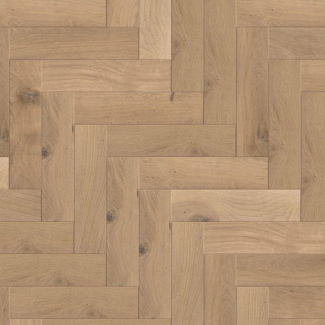 Timba Structural Engineered Herringbone Natural Oak: Brushed & UV Oiled 20/6 x 120 x 600mm Pack Size: 1.44m² - JJ Building Materials