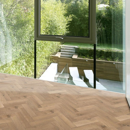 Timba Structural Engineered Herringbone Natural Oak: Brushed & UV Oiled 20/6 x 120 x 600mm Pack Size: 1.44m² - JJ Building Materials