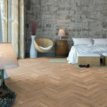 Timba Structural Engineered Herringbone Natural Oak: Brushed & UV Oiled 20/6 x 120 x 600mm Pack Size: 1.44m² - JJ Building Materials