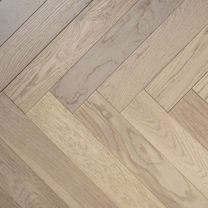 Timba Tradeline Collection Engineered Herringbone Artic Brushed & UV Oiled Oak (Herringbone) 14/3x90x450 Pack Size: 1.296m2 - JJ Building Materials