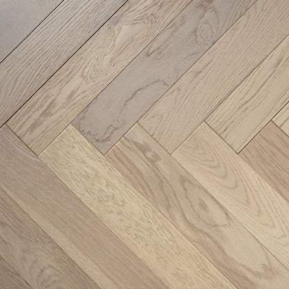 Timba Tradeline Collection Engineered Herringbone Artic Brushed & UV Oiled Oak (Herringbone) 14/3x90x450 Pack Size: 1.296m2 - JJ Building Materials