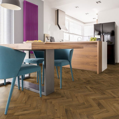 Timba Tradeline Collection Engineered Herringbone Smoked Brushed & UV Oiled Oak (Herringbone) 14/3x90x450 Pack Size: 1.296m2 - JJ Building Materials