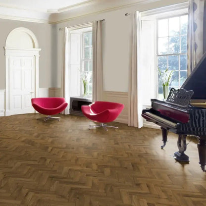 Timba Tradeline Collection Engineered Herringbone Smoked Brushed & UV Oiled Oak (Herringbone) 14/3x90x450 Pack Size: 1.296m2 - JJ Building Materials