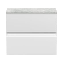 Hudson Reed Urban 600mm Wall Hung 2-drawer Vanity Unit & Laminate Worktop Contemp Satin White MFC Painted Matt 522x605x390mm - URB104LBG
