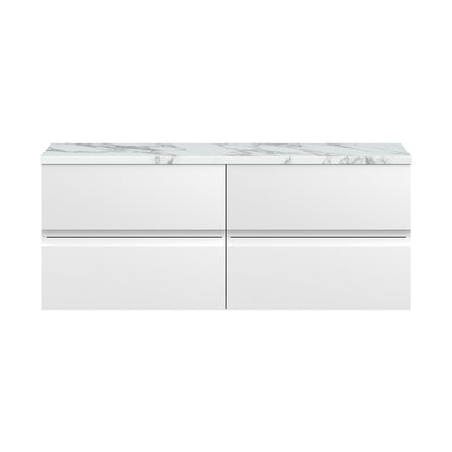 Hudson Reed Urban 1200mm Wall Hung 4-drawer Unit & Laminate Worktop Contemp Satin White MFC Painted Matt 522x1205x390mm - URB104LCM2