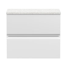 Hudson Reed Urban 600mm Wall Hung 2-drawer Unit & Laminate Worktop Contemp Satin White MFC Painted Matt 522x610x390mm