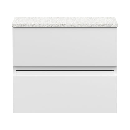 Hudson Reed Urban 600mm Wall Hung 2-drawer Unit & Laminate Worktop Contemp Satin White MFC Painted Matt 522x610x390mm