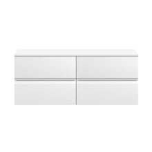 Hudson Reed Urban 1200 Wall Hung 4 Drawer Unit & Worktop Contemp Satin White MFC Painted Matt 518x1205x390mm