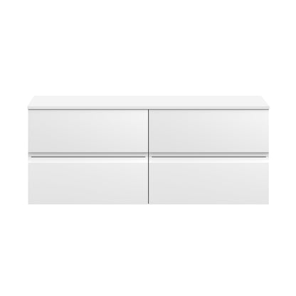 Hudson Reed Urban 1200 Wall Hung 4 Drawer Unit & Worktop Contemp Satin White MFC Painted Matt 518x1205x390mm