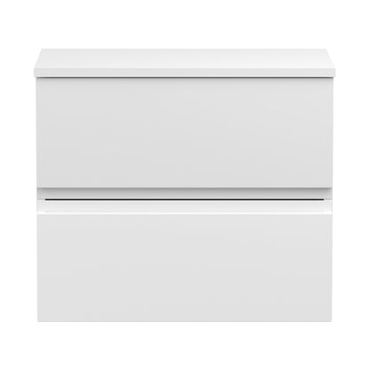 Hudson Reed Urban 600mm Wall Hung 2-drawer Vanity Unit & Worktop Contemp Satin White MFC Painted Matt 518x605x390mm
