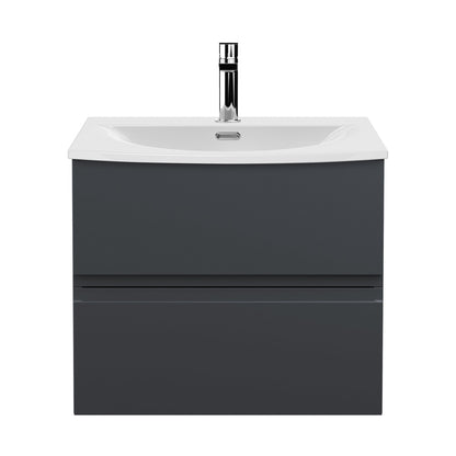 Hudson Reed Urban 600mm Wall Hung 2 Drawer Vanity & Basin 4 Contemp Soft Black MFC Painted Matt 525x610x440mm