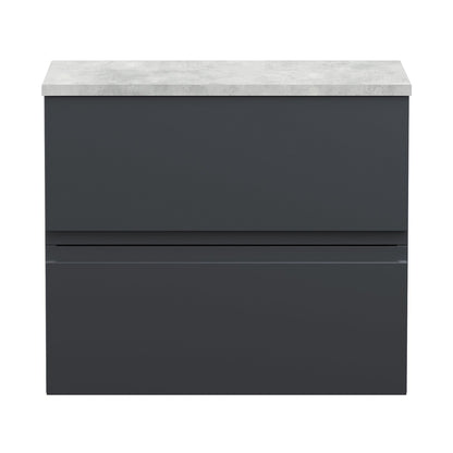 Hudson Reed Urban 600mm Wall Hung 2 Drawer Vanity & Laminate Top Contemp Soft Black MFC Painted Matt 522x610x390mm - URB1404LBG