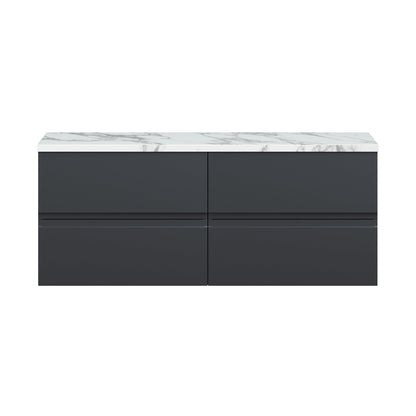 Hudson Reed Urban 1200mm Wall Hung 4-drawer Unit & Laminate Worktop Contemp Soft Black MFC Painted Matt 522x1205x390mm - URB1404LCM2