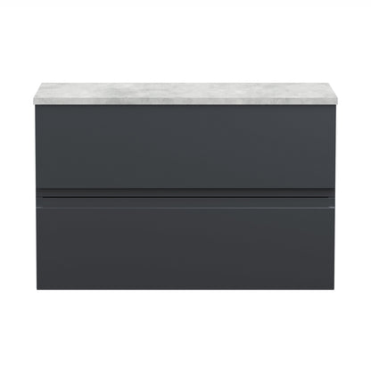 Hudson Reed Urban 800mm Wall Hung 2 Drawer Vanity & Laminate Top Contemp Soft Black MFC Painted Matt 522x810x390mm - URB1406LBG
