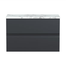 Hudson Reed Urban 800mm Wall Hung 2-drawer Unit & Laminate Worktop Contemp Soft Black MFC Painted Matt 522x810x390mm