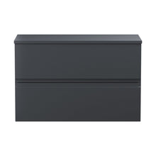 Hudson Reed Urban 800mm Wall Hung 2 Drawer Vanity & Worktop Contemp Soft Black MFC Painted Matt 518x810x390mm