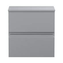 Hudson Reed Urban 500mm Wall Hung 2-drawer Vanity Unit & Worktop Contemp Satin Grey MFC Painted Matt 518x505x390mm