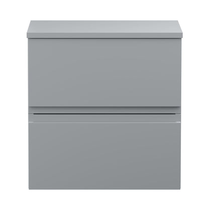 Hudson Reed Urban 500mm Wall Hung 2-drawer Vanity Unit & Worktop Contemp Satin Grey MFC Painted Matt 518x505x390mm